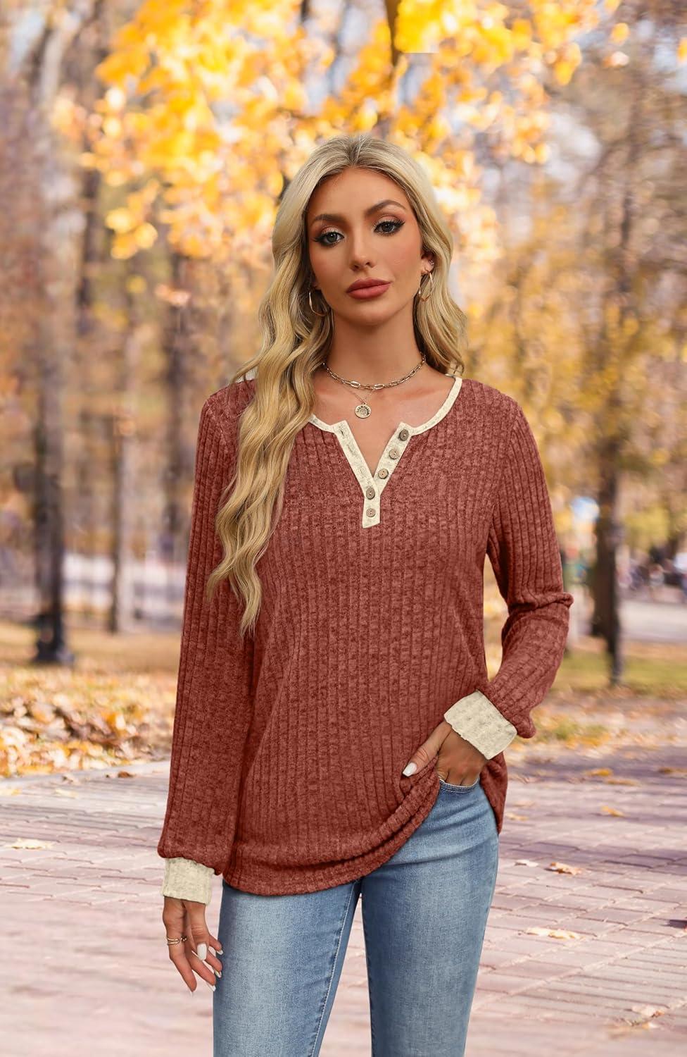 imageXIEERDUO Sweater for Women Winter Clothing Long Sleeve Shirts Fall Fashion Must Haves Comfiest Airport Outfits TrendyZcaramel