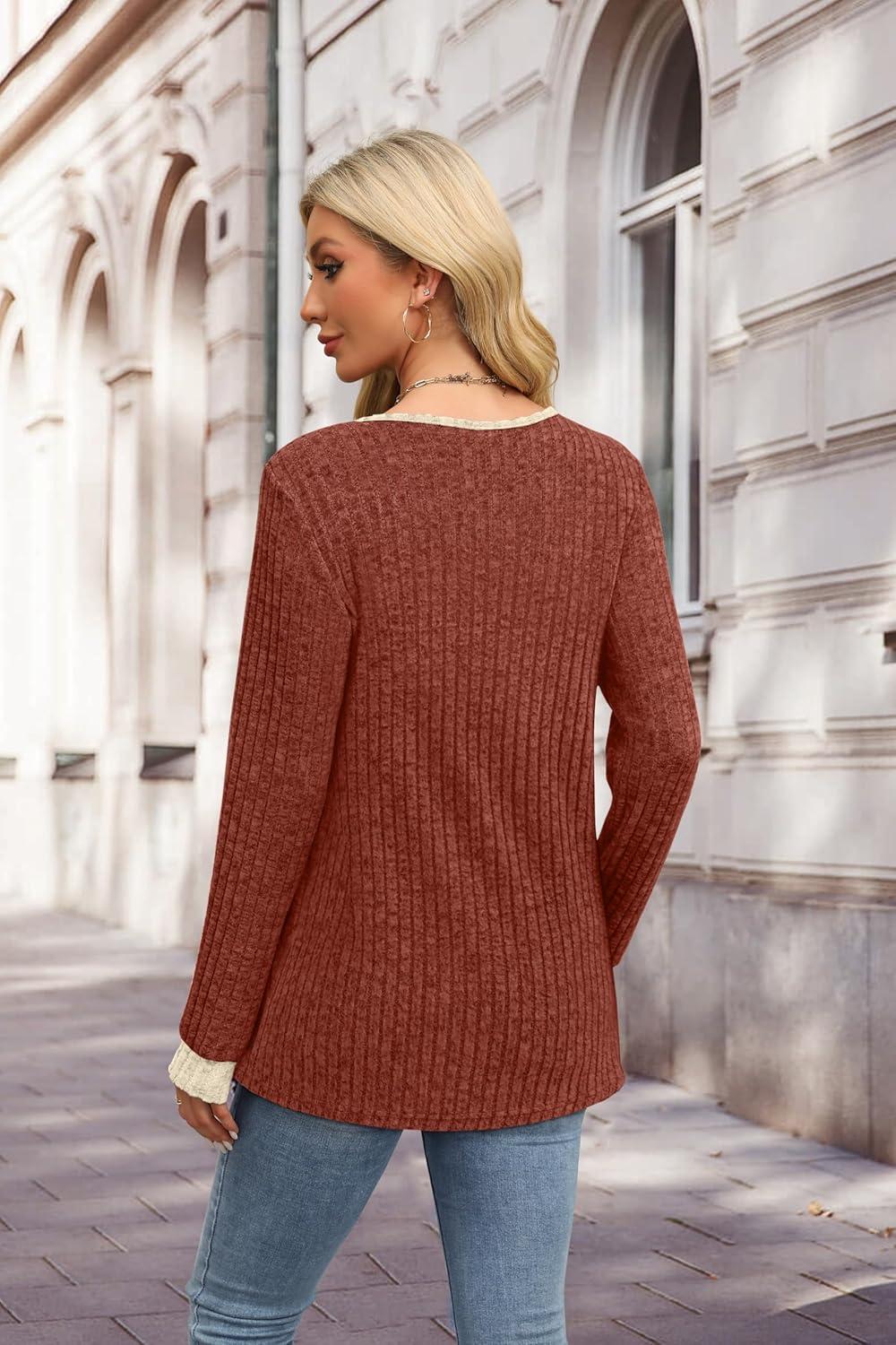 imageXIEERDUO Sweater for Women Winter Clothing Long Sleeve Shirts Fall Fashion Must Haves Comfiest Airport Outfits TrendyZcaramel