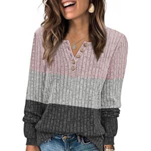 XIEERDUO Sweater for Women Winter Clothing Long Sleeve Shirts Fall Fashion Must Haves Comfiest Airport Outfits Trendy(Z-pink Grey)