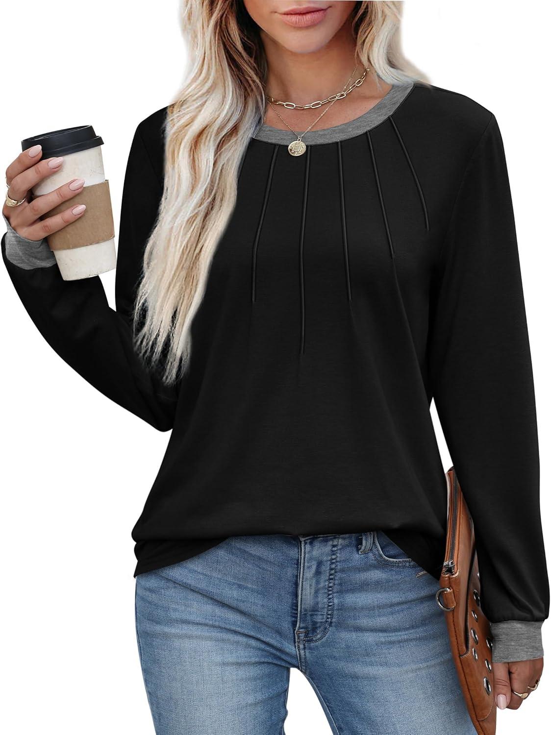 imageXIEERDUO Long Sleeve Shirts for Women Business Casual Outfits Work Blouses Plus Size Fall Clothes 2025 Black XXL