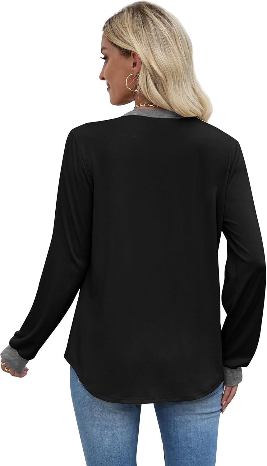 imageXIEERDUO Long Sleeve Shirts for Women Business Casual Outfits Work Blouses Plus Size Fall Clothes 2025 Black XXL