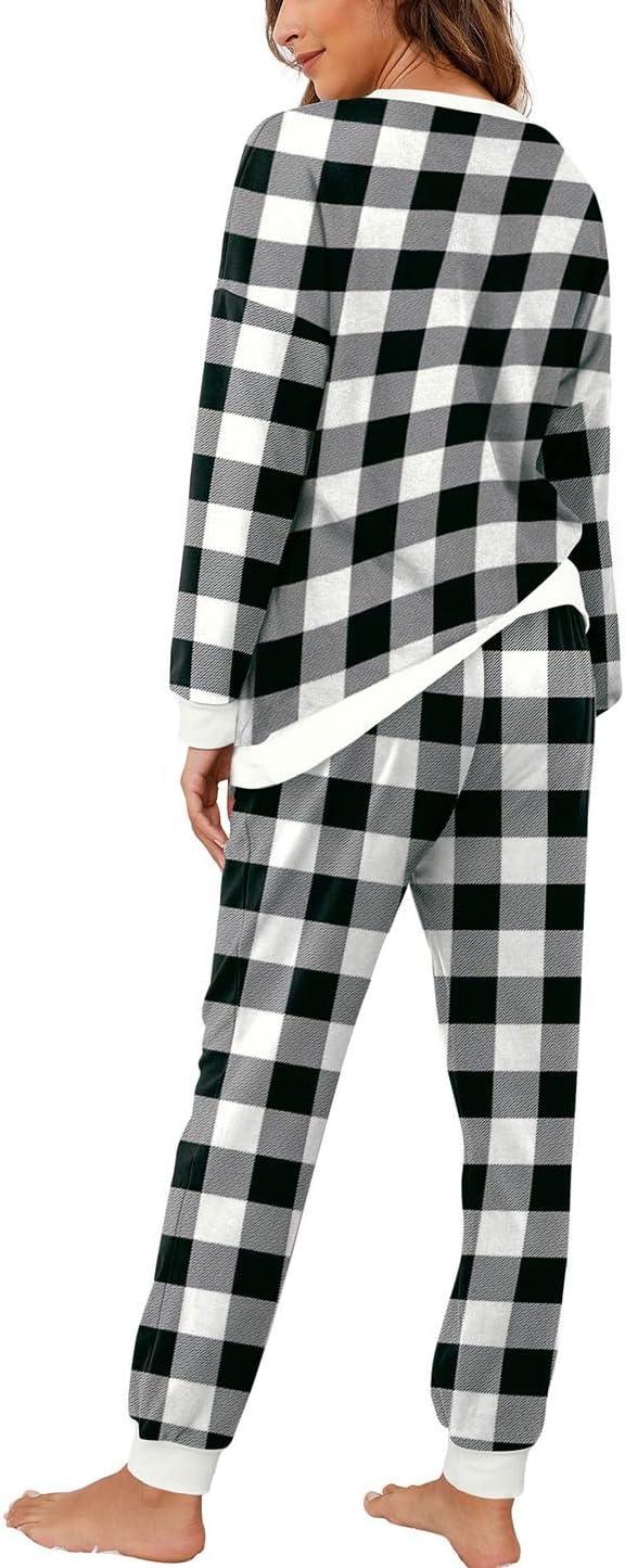 imageXIEERDUO Vacation Outfits For Women Fall Outfits For Women Plaid Pajama Sets XXL