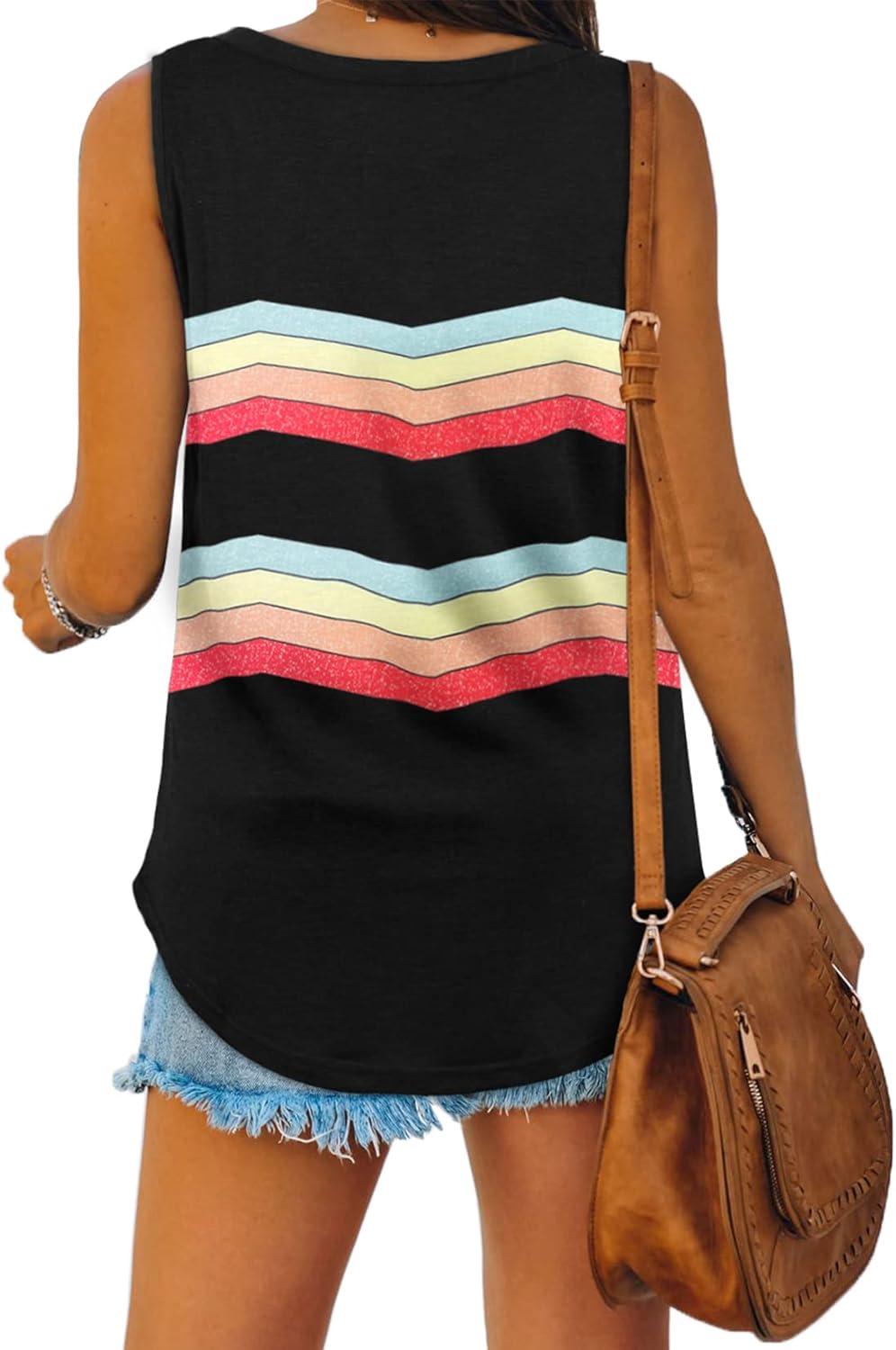 imageXIEERDUO Womens Tank Tops V Neck Basic Solid Color Casual Flowy Summer Sleeveless01rainbow Black
