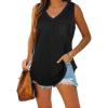 imageXIEERDUO Womens Tank Tops Loose Fit V Neck Sleeveless Pocket Summer TopZ1black