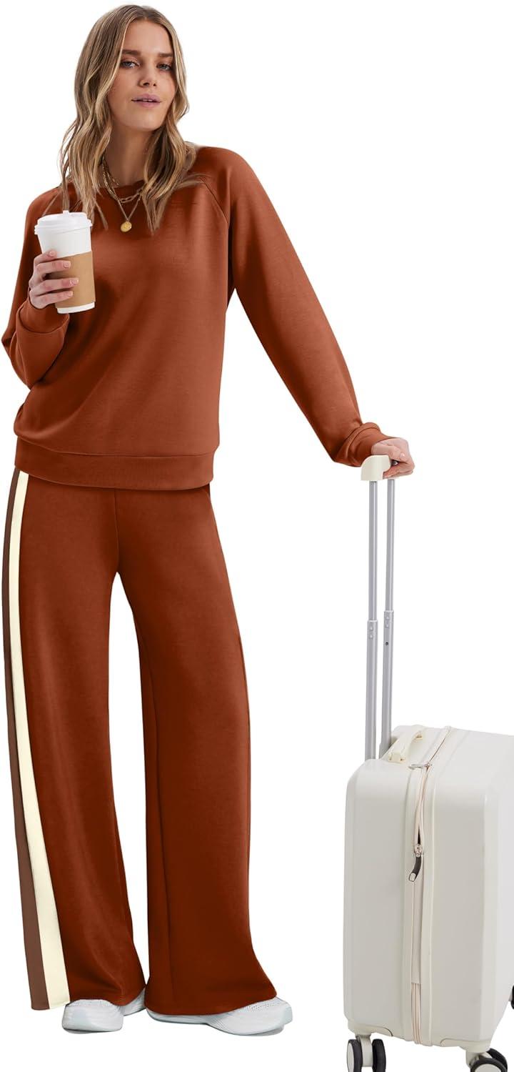 imageXIEERDUO 2 Piece Sets for Women Fall Fashion Must Have Teachers Airport Outfits 2025 Winter Clothing Lounge Sets SweatsuitsOrange