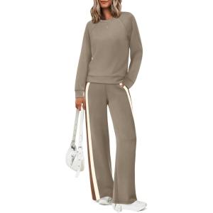 XIEERDUO 2 Piece Sets for Women Fall Fashion Must Have Teachers Airport Outfits 2025 Winter Clothing Lounge Sets Sweatsuits(Coffee)