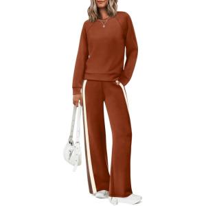 XIEERDUO 2 Piece Sets for Women Fall Fashion Must Have Teachers Airport Outfits 2025 Winter Clothing Lounge Sets Sweatsuits(Orange)