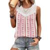 imageBoho Tops for Women Plus Size Clothes for Women Loose Fit Summer Tank Tops Pleated Sleeveless Vacation Outfits Crochet Tops Pink Floral XXL
