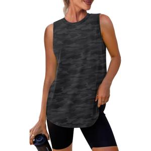 Womens Workout Tank Tops Lightweight Sleeveless Shirts for Women Loose Fit Tops for Athletic Running Tennis Yoga(Black White)