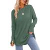 imageXIEERDUO Womens Tunic Tops to Wear with Leggings Long Sleeve Thumb Hole Shirts Crew Neck Curved HemJgreen