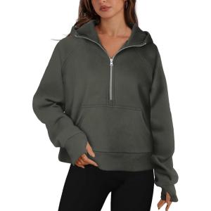 XIEEREDUO Womens Sweatshirts Half Zip Cropped Pullover Casual Quarter Zipper Hoodies Fall Outfits Clothes