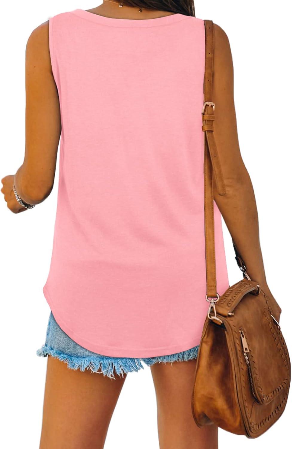 image:imageXIEERDUO Womens Tank Tops Casual V Neck Fashion Summer Flowy Loose Fit Shirts M