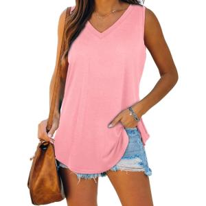 Womens Summer Tops and Blouses V Neck Basic Soft Comfy Casual Tank Tops L