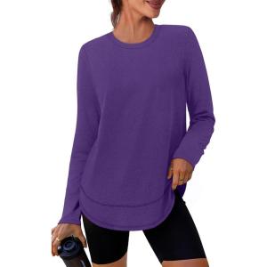 XIEERDUO Women’s Workout Tops Long Sleeve Quick Dry Shirts for Hiking Running S-3XL(11 Purple)
