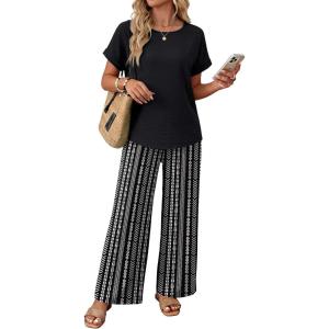 XIEERDUO Summer Sets For Women Linen Sets 2 Piece Matching Set Women Clothing Linen Pants Beach Vacation Outfits 2026(Stripe)
