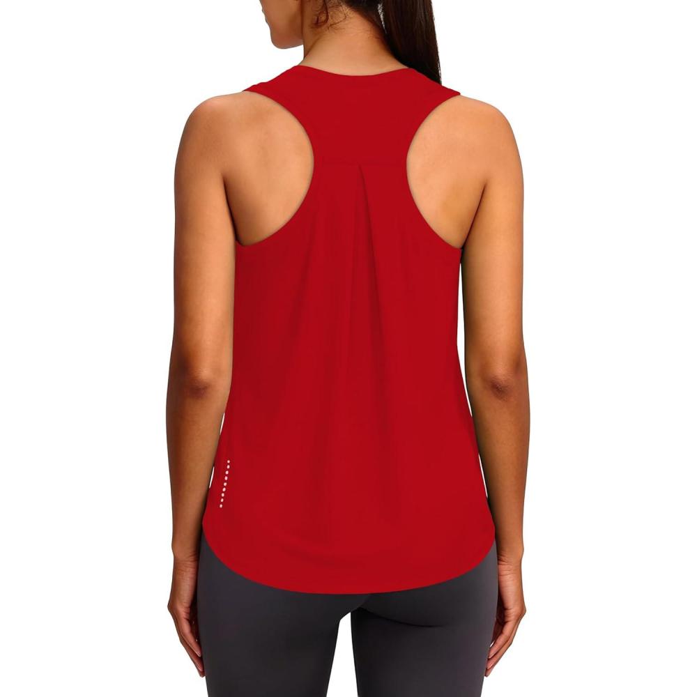image:imageXIEERDUO Tank Top for Women Racerback Sleeveless Workout Tops Loose Fit Yoga Running Gym Shirts for WomenRed