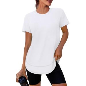 XIEERDUO Womens Workout Tops Short Sleeve Shirts Sun Protection UPF 50+ Quick Dry Outfits for Hiking Running S-3XL(15 Pure White)