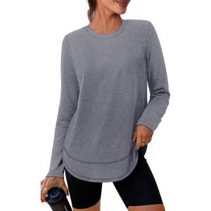XIEERDUO Women’s Workout Tops Long Sleeve Shirts Sun Protection UPF 50+ Quick Dry Shirts for Hiking Running S-3XL(01 Grey)