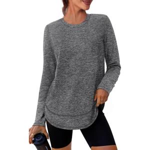 XIEERDUO Women’s Workout Tops Long Sleeve Shirts Sun Protection UPF 50+ Quick Dry Shirts for Hiking Running S-3XL(09 Dark Grey)