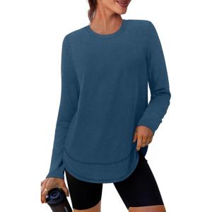 XIEERDUO Women’s Workout Tops Long Sleeve Shirts Sun Protection UPF 50+ Quick Dry Shirts for Hiking Running S-3XL(12 Dark Green Blue)