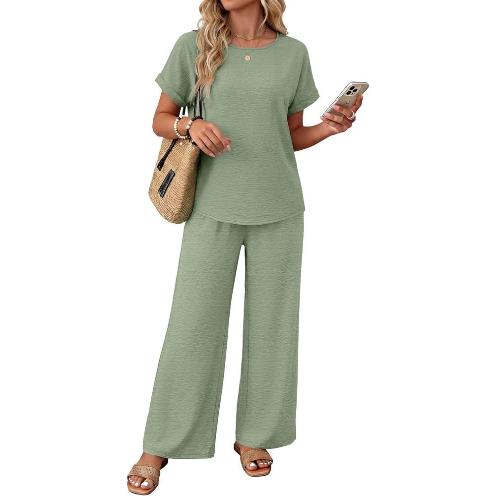 image:imageXIEERDUO Summer Sets For Women 2 Piece Sets Matching Set Women Clothing Lounge Set Beach Vacation Outfits 2026Green