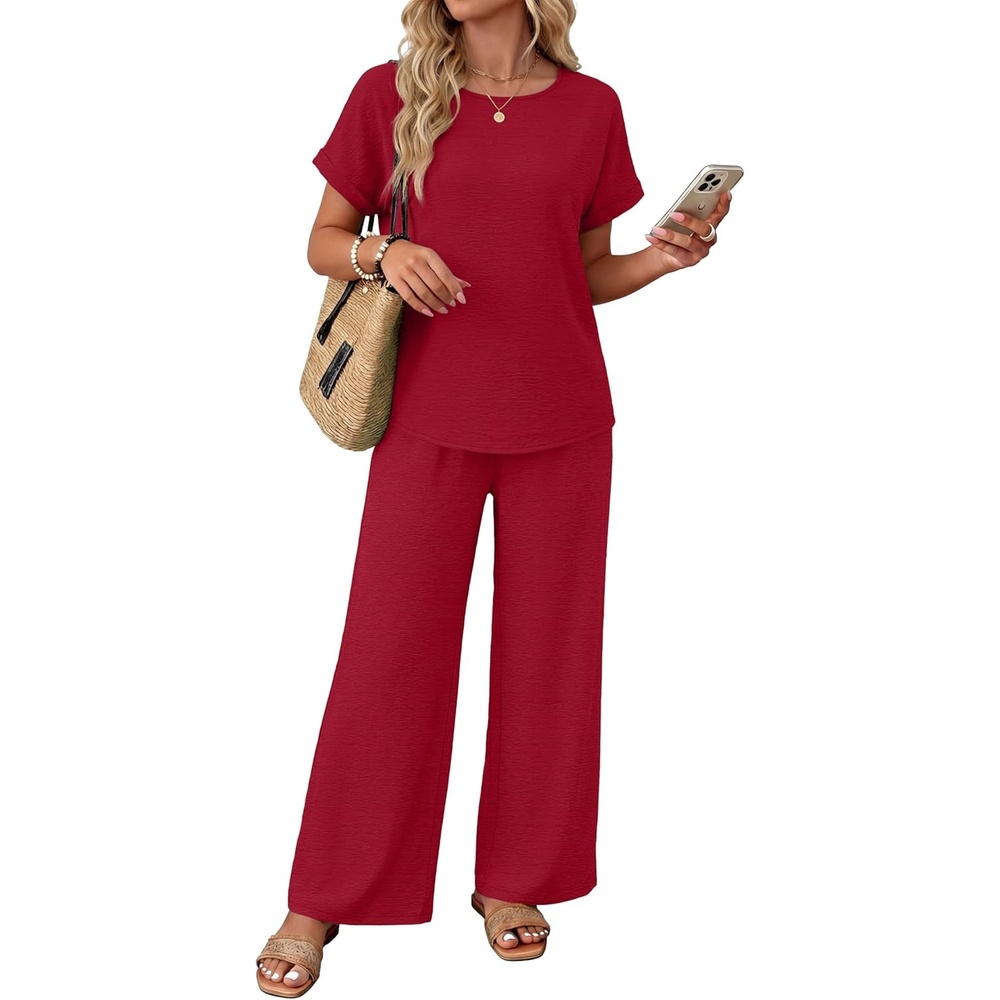 image:imageXIEERDUO Summer Sets For Women 2 Piece Sets Matching Set Women Clothing Lounge Set Beach Vacation Outfits 2026Red