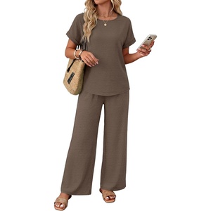 XIEERDUO Summer Sets For Women 2 Piece Sets Matching Set Women Clothing Lounge Set Beach Vacation Outfits 2026(Brownkhaki)