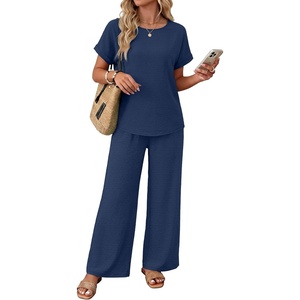 XIEERDUO Summer Sets For Women 2 Piece Sets Matching Set Women Clothing Lounge Set Beach Vacation Outfits 2026(Navy)